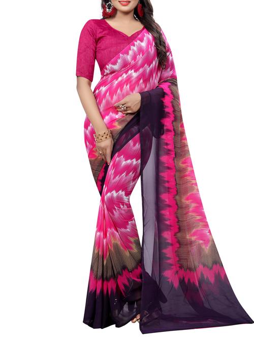 Geometrical printed saree with blouse - 15419967 - Standard Image - 1