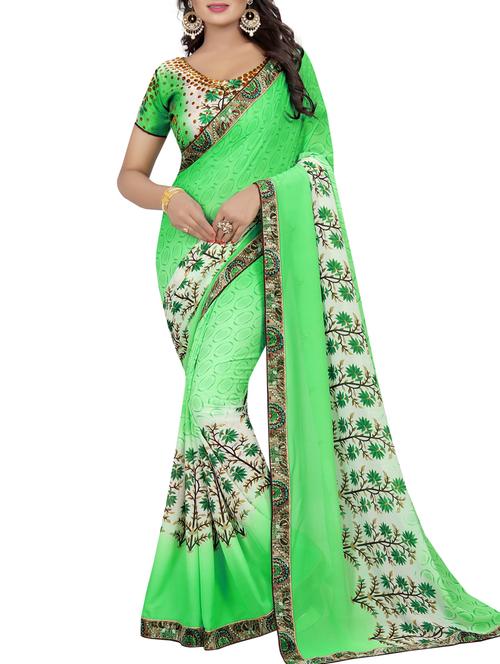 Geometrical printed saree with blouse - 15419971 - Very Small Image - 1