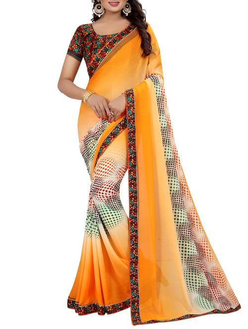 Geometrical printed saree with blouse - 15419972 - Very Small Image - 1