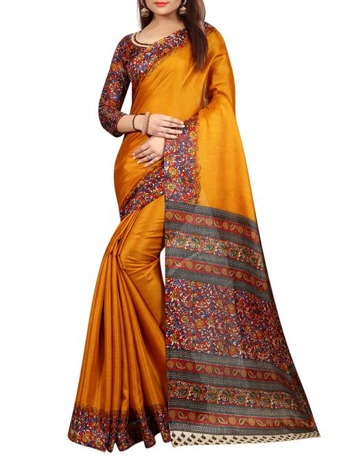 Printed bordered saree with blouse - 15420163 - Standard Image - 1