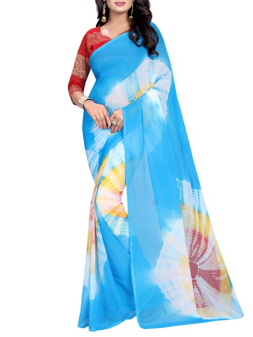 Shibori printed saree with blouse - 15420169 - Very Small Image - 1