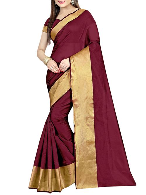 Delicate golden border saree with blouse - 15420171 - Very Small Image - 1