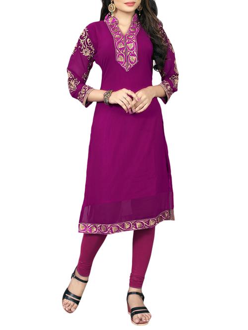 Straight embroidered kurta - 15420176 - Very Small Image - 1