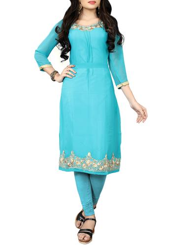 A-line embroidered kurta - 15420178 - Very Small Image - 1