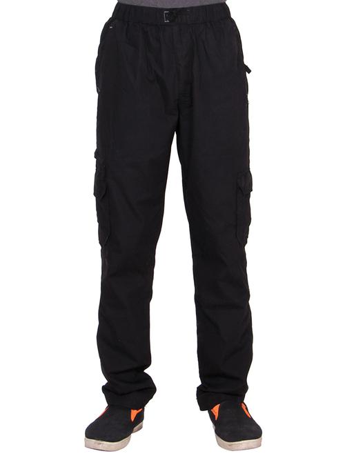 black cotton full length track pant - 15420196 - Standard Image - 1