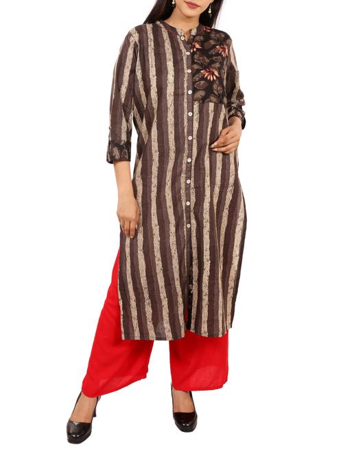 Straight stripes kurta - 15420295 - Very Small Image - 1