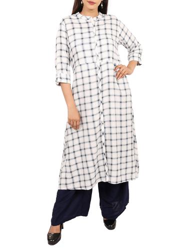 a-line checks kurta - 15420301 - Very Small Image - 1