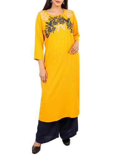 straight embroidered kurta - 15420307 - Very Small Image - 1