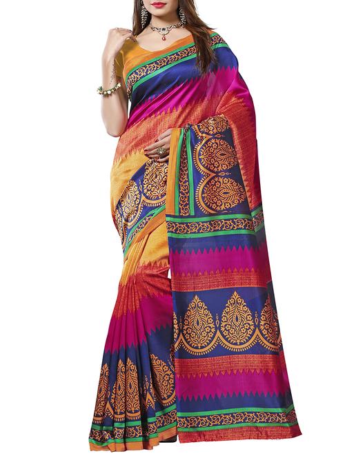 chevron printed bhagalpuri saree with blouse - 15420329 - Standard Image - 1