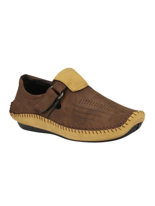 brown leatherette slip on sandals - 15420354 - Standard Image - 1