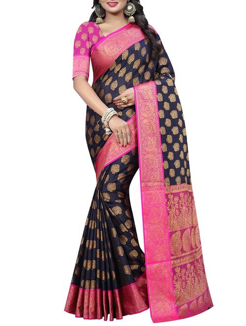conversational zari weave kanjivaram saree with blouse - 15420360 - Very Small Image - 1