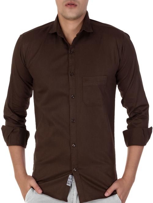 brown cotton casual shirt - 15420369 - Very Small Image - 1