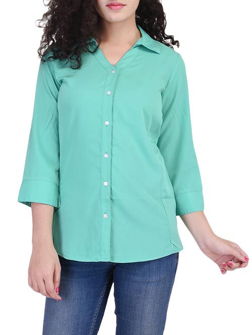 emerald green solid shirt - 15420422 - Very Small Image - 1