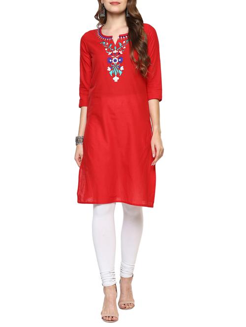 straight embroidered kurta - 15420508 - Very Small Image - 1