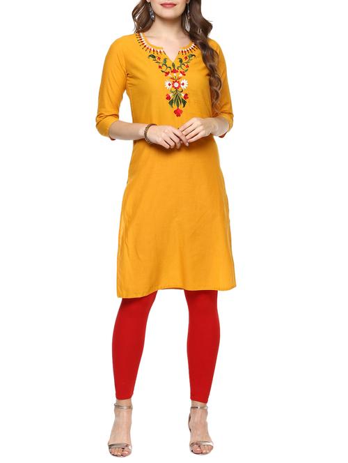 straight embroidered kurta - 15420509 - Very Small Image - 1