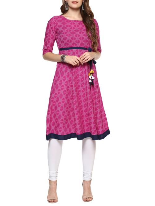 a-line printed kurta - 15420514 - Standard Image - 1