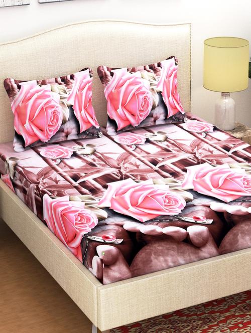 144 TC 3D Double Bedsheet with 2 Pillow Covers - 15420613 - Standard Image - 1