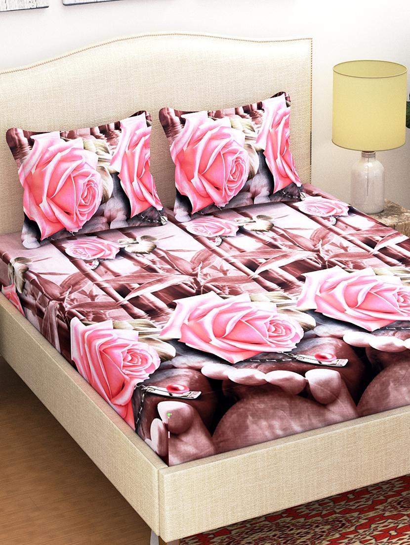 144 TC 3D Double Bedsheet with 2 Pillow Covers - 15420613 - Zoom Image - 1