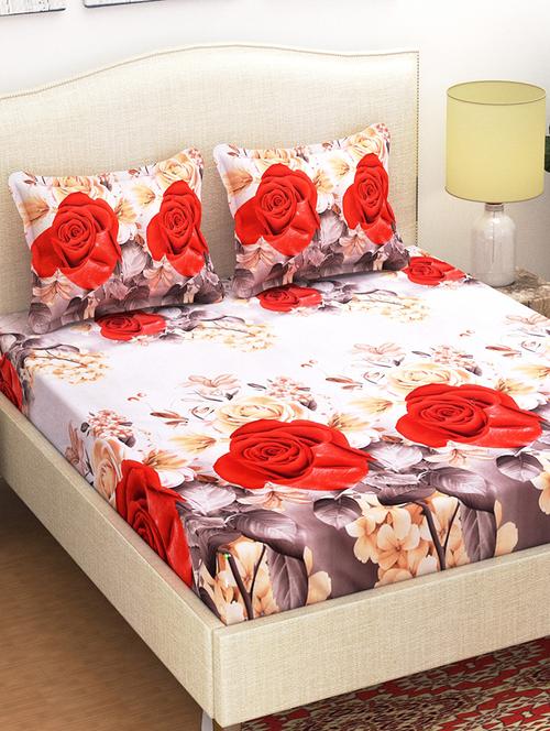 144 TC 3D Double Bedsheet with 2 Pillow Covers - 15420615 - Standard Image - 1
