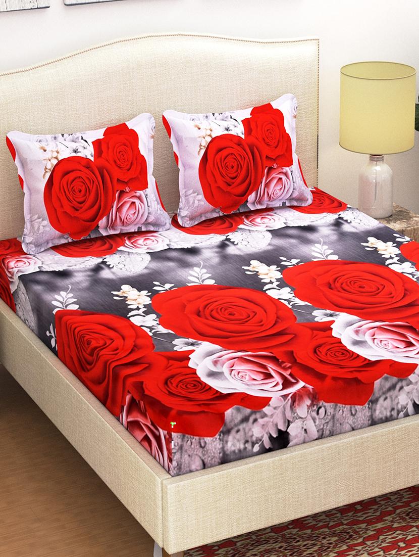 144 TC 3D Double Bedsheet with 2 Pillow Covers - 15420617 - Zoom Image - 1