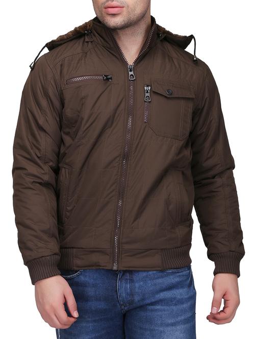 brown polyester blend casual jacket - 15420905 - Standard Image - 1