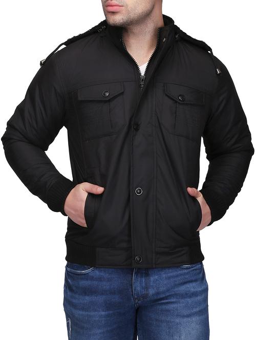 black polyester blend casual jacket - 15420907 - Standard Image - 1