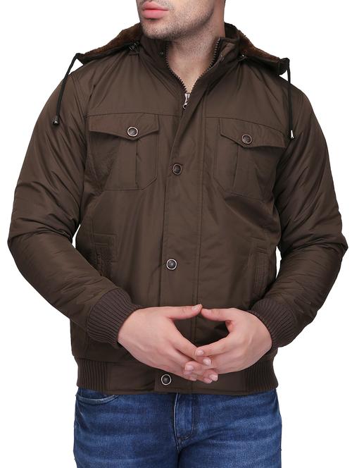 brown polyester blend casual jacket - 15420908 - Very Small Image - 1