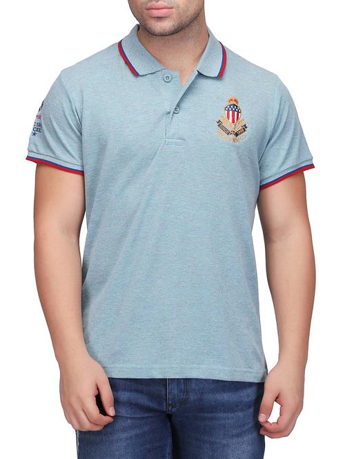 blue cotton blend polo t-shirt - 15420910 - Very Small Image - 1