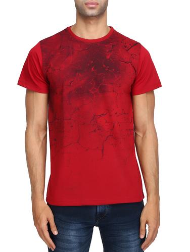 maroon cotton front print t-shirt - 15420916 - Very Small Image - 1
