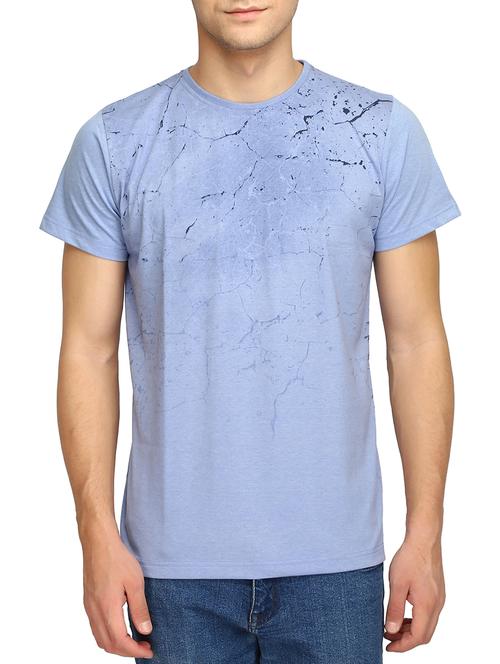 blue cotton chest print t-shirt - 15420917 - Standard Image - 1