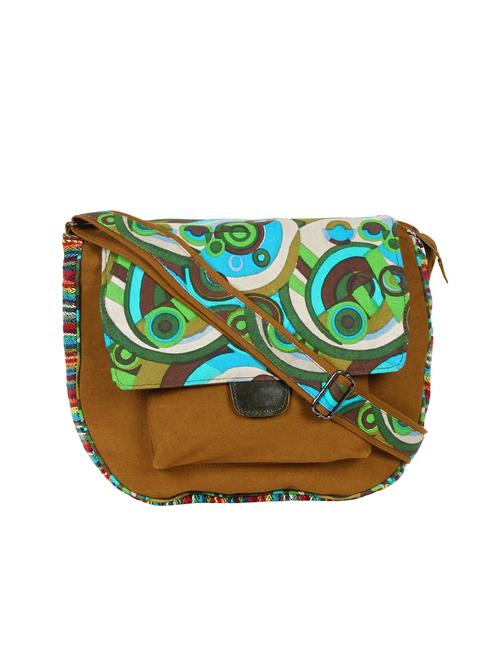 brown canvas regular sling bag - 15421031 - Standard Image - 1