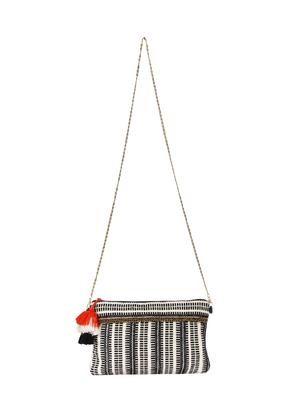 black cotton messenger sling bag - 15421033 - Standard Image - 5