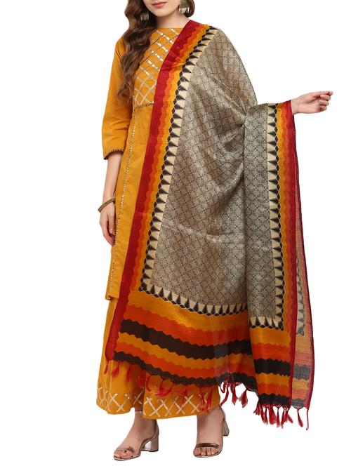 yellow khadi printed dupatta - 15421123 - Very Small Image - 1