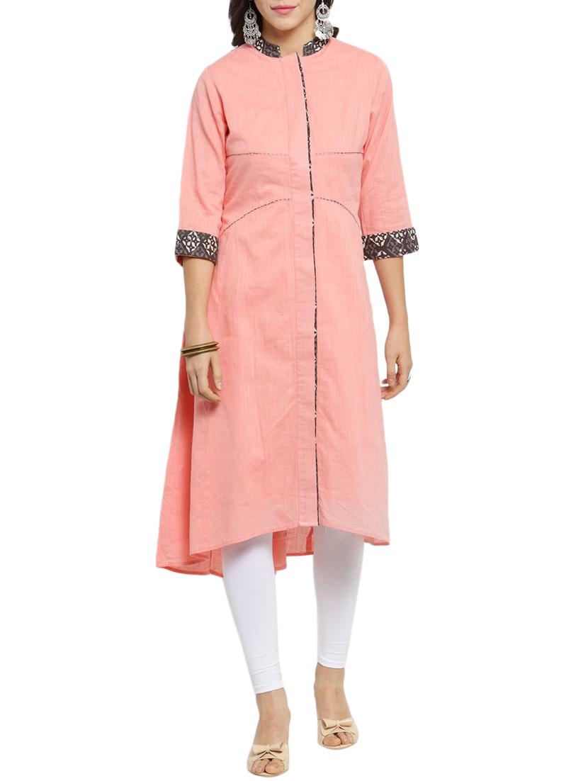 pink high-low kurta - 15421769 - Zoom Image - 1
