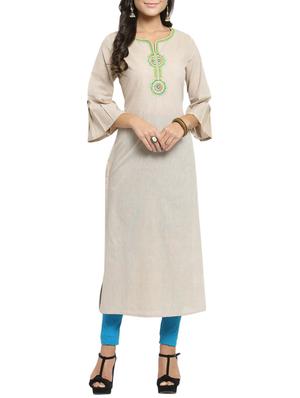 straight embroidered kurta - 15421772 - Standard Image - 1