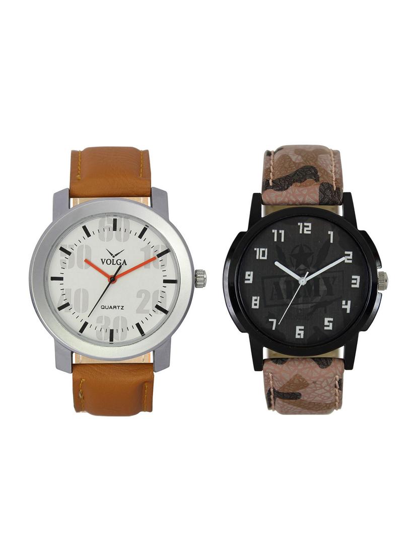 volga vl27lr03 round dial analog watch combo - 15423879 - Zoom Image - 1