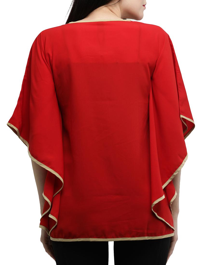 contrast piping solid kaftan - 15425766 - Zoom Image - 3
