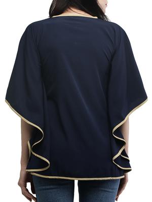 contrast piping solid kaftan - 15425768 - Standard Image - 3