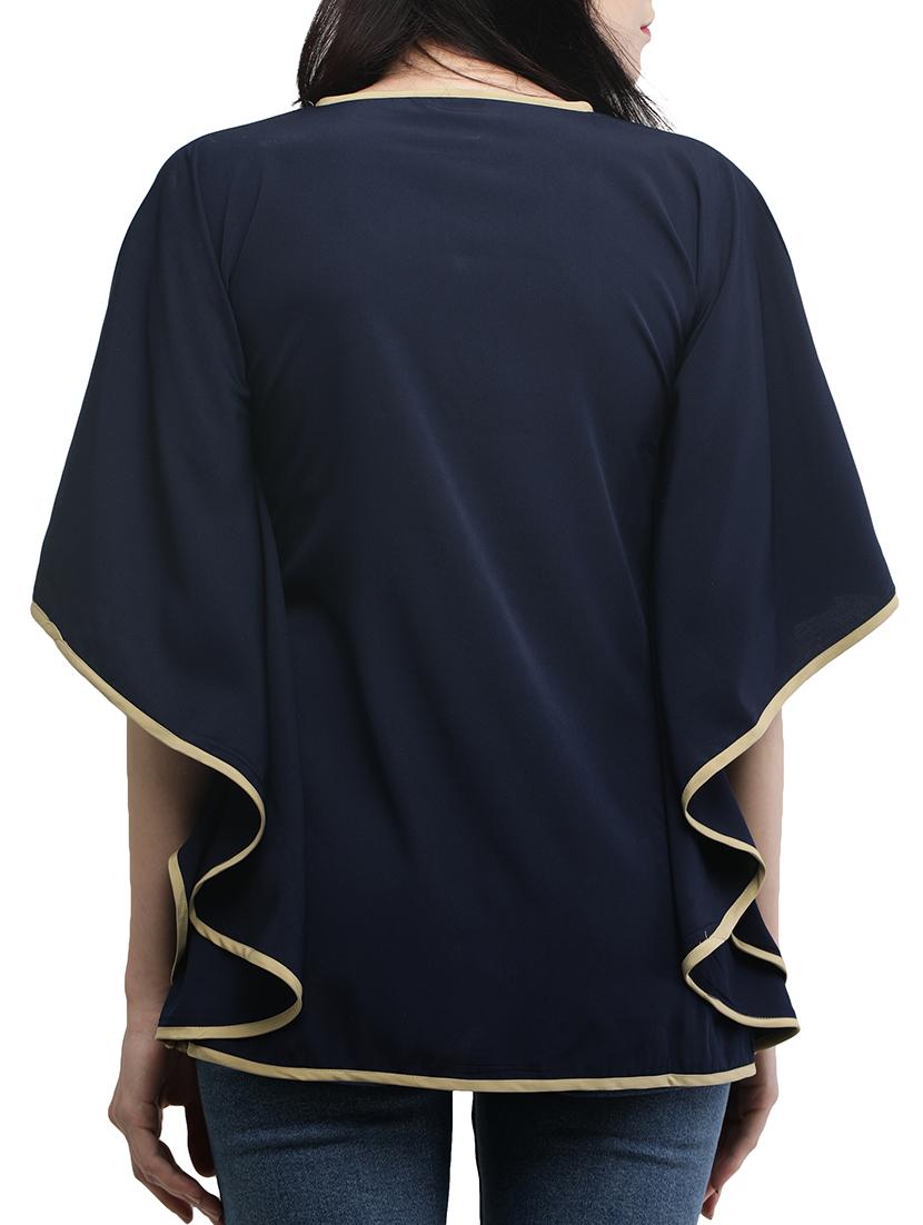 contrast piping solid kaftan - 15425768 - Zoom Image - 3