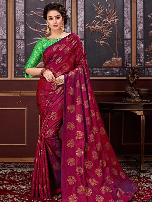 gold foil conversational printed saree with blouse - 15425952 - Standard Image - 1