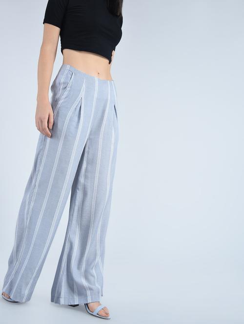 wide leg striped pleated trouser - 15426420 - Very Small Image - 1