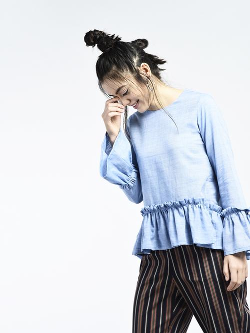 bell sleeved frill detail top - 15426427 - Standard Image - 1