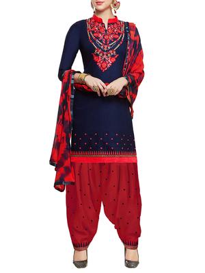 Embroidered semi-stitched salwar suit - 15426726 - Standard Image - 1