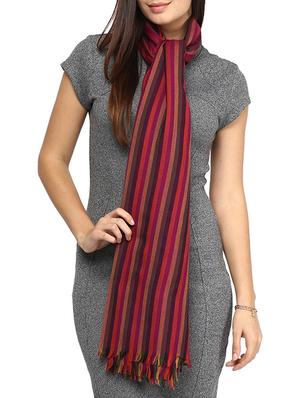 pink striped woolen stole - 15426736 - Standard Image - 1