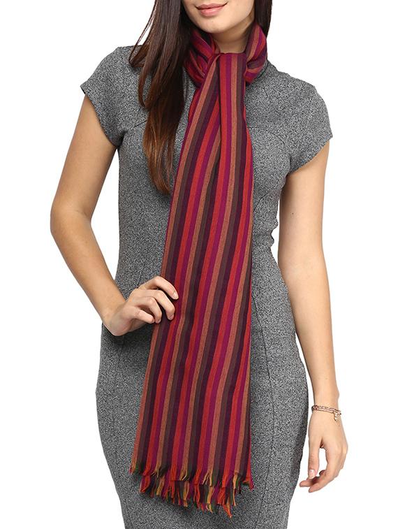 pink striped woolen stole - 15426736 - Zoom Image - 1