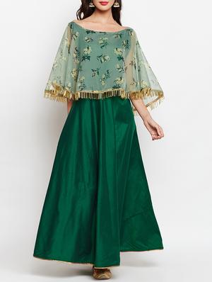 a-line kurta with cape - 15427093 - Standard Image - 1