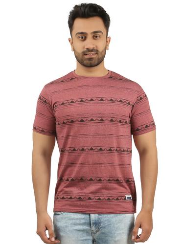 maroon cotton all over print t-shirt - 15427283 - Very Small Image - 1