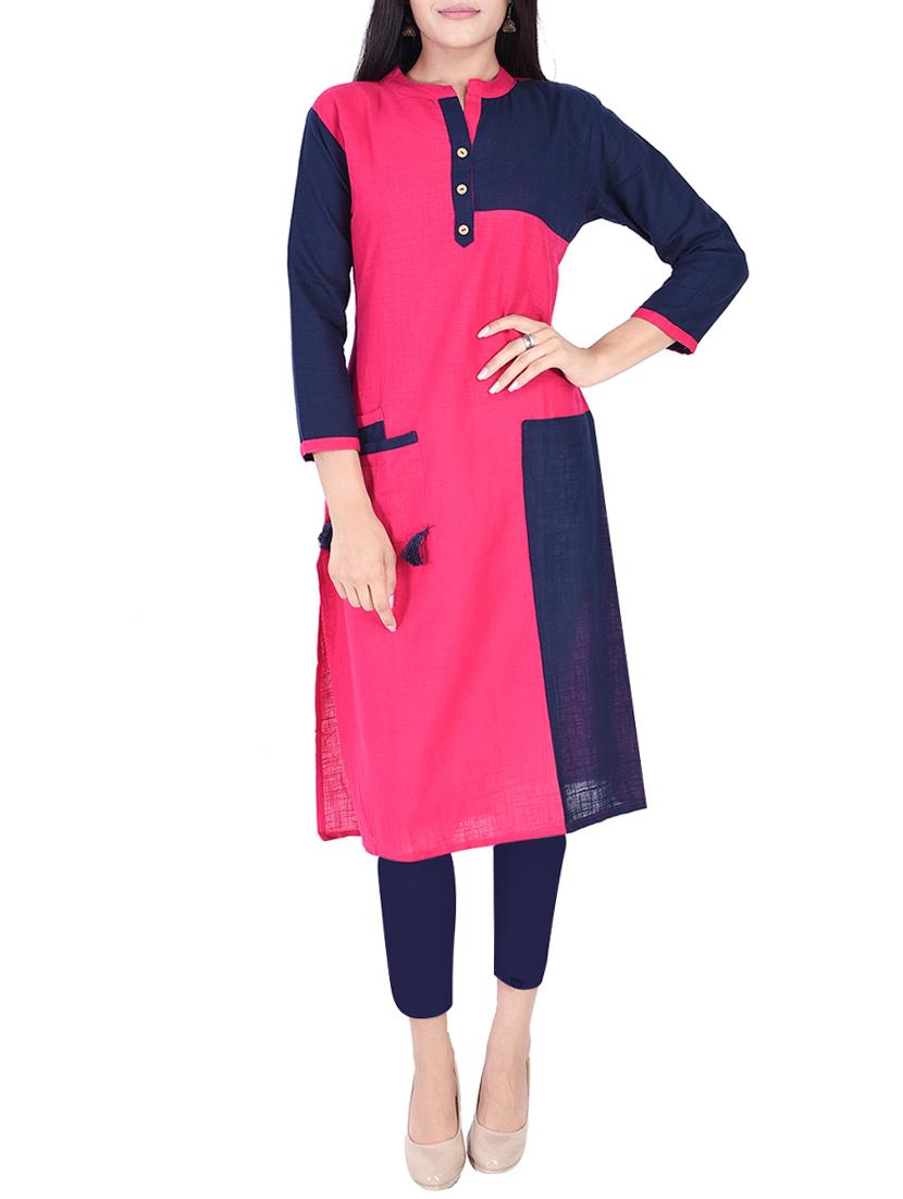 straight color block kurta - 15427468 - Zoom Image - 1