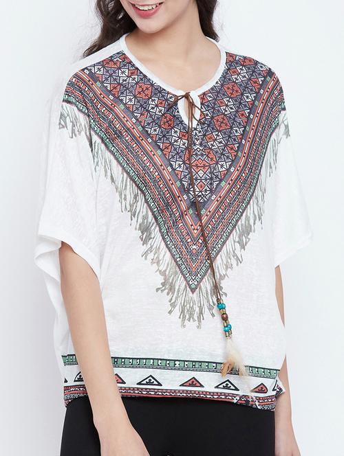 bohemian tie knot neck top - 15427533 -  Standard Image - 0