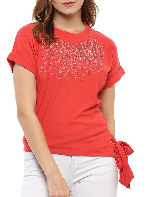 side tie up embellished top - 15427935 - Standard Image - 1